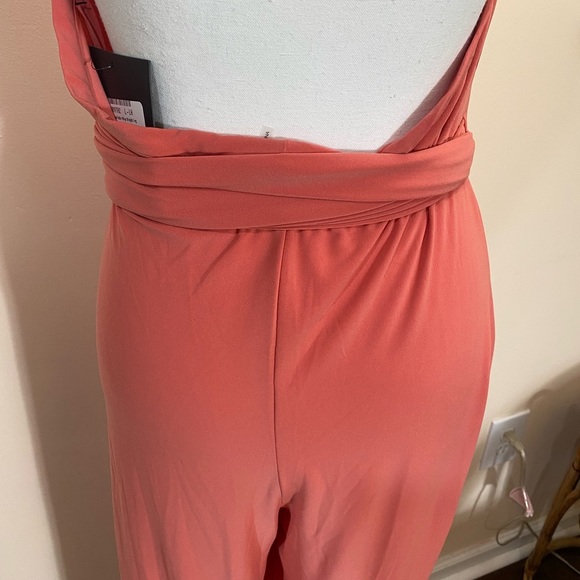 Norma Kamali Boho Halter Coral Pink Jumpsuit Playsuit Romper size Large NWT - Picture 9 of 12